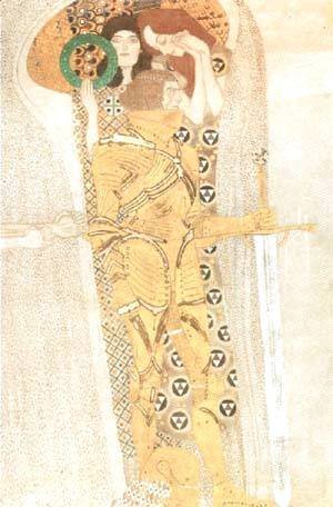 Gustav Klimt - Yearning for Happiness Detail from Bethoven Frieze 1905