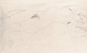 Gustav Klimt - Liegender Akt nach rechts