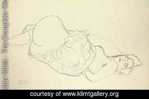 Gustav Klimt - Liegender Halbakt nach rechts 4