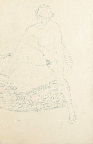 Gustav Klimt - Sitzender Akt von vorne
