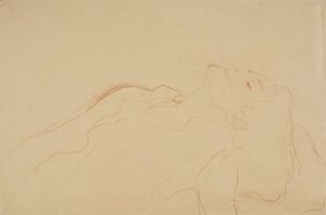Gustav Klimt - Brustbild Nach Links, Mit Geschlossenen Augen (Torso Turned To The Left, With Closed Eyes)