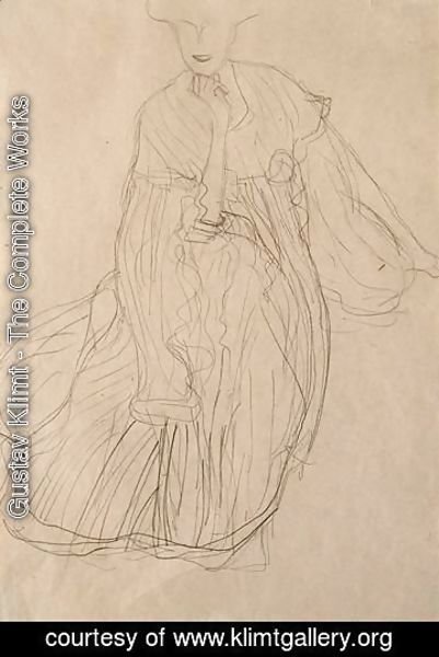 Gustav Klimt - Study For The Portrait Of Adele Bloch-Bauer Seated, From The Front, Her Right Hand Supporting Her Chin