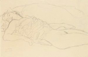 Gustav Klimt - Liegende (Reclining Woman)