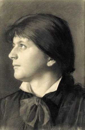 Gustav Klimt - Brustbild Einer Nach Links Aufblickenden Frau (Portrait Of A Woman Looking Upwards To The Left)