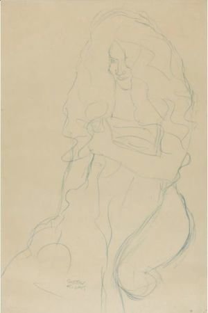Gustav Klimt - Kniender Akt, Ein Tuch Vor Den Korper Haltend (Kneeling Nude, Holding A Scarf In Front Of Her Body)