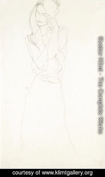 Gustav Klimt - Stehend Mit Erhobenen Unterarmen, Etwas Nach Links (Standing Figure With Raised Arms, Slightly To The Left)