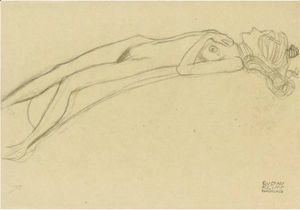Lying Girl Nude On Her Back, The Right Hand Above Her Head