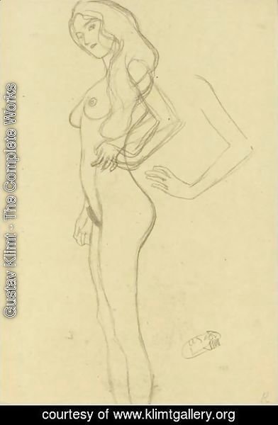 Standing Female Nude To The Left, Arm Study