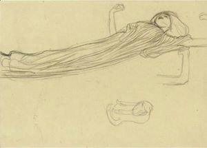Gustav Klimt - Floating Draped Figure To The Right, Repetition Of The Left Arm
