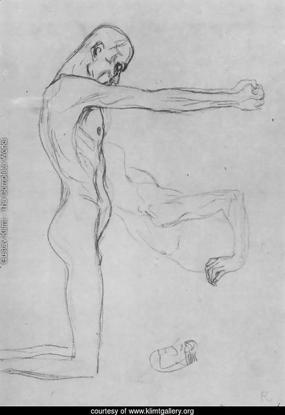 Kneeling Male Nude With Sprawled Out Arms, Male Torso