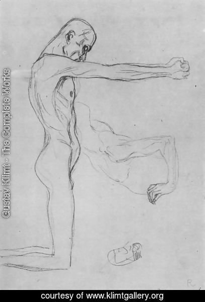 Gustav Klimt - Kneeling Male Nude With Sprawled Out Arms, Male Torso