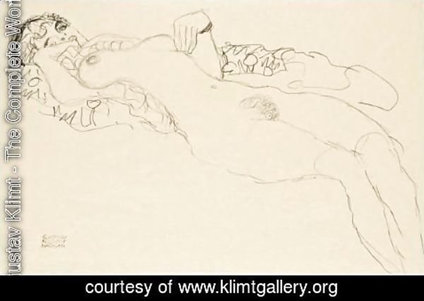 Gustav Klimt - Liegender Madchenakt Nach Links (Reclining Female Nude Facing Left)