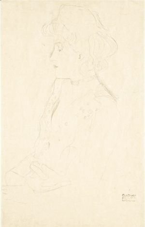 Gustav Klimt - Brustbild Im Profil Nach Links (Woman In Profile Facing Left)