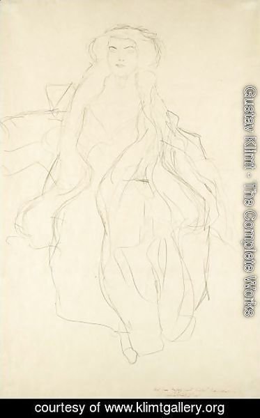 Gustav Klimt - Sitzende Von Vorne (Seated Woman, Frontal View)