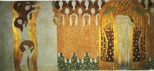 Gustav Klimt - The Beethoven Frieze The Longing for Happiness Finds Repose in Poetry. Right wall