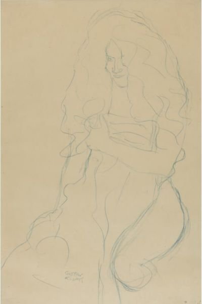 Kniender Akt, Ein Tuch Vor Den Korper Haltend (Kneeling Nude, Holding A Scarf In Front Of Her Body)