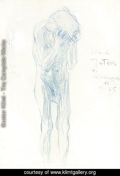 Gustav Klimt - Akt eines Greises mit vorgehaltenen Handen (Study for Philosophie)