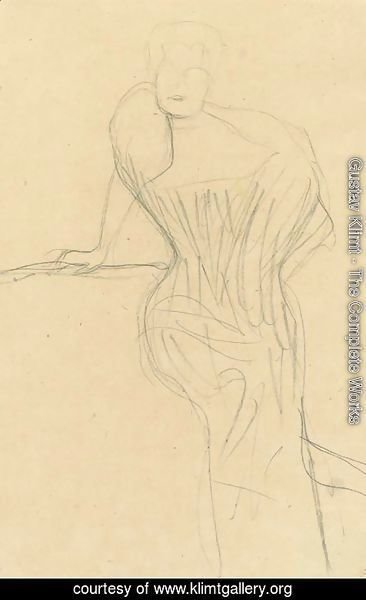 Gustav Klimt - Aufgestuttzt sitzend