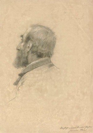 Gustav Klimt - Bartiger Mann im Profil nach links