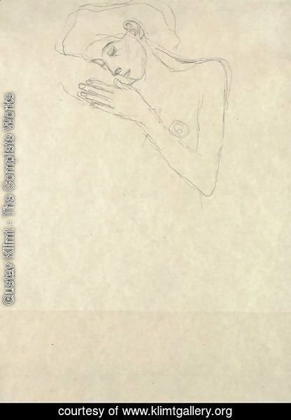 Gustav Klimt - Brustbild eines Madchens mit angewinkeltem Arm