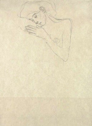 Gustav Klimt - Brustbild eines Madchens mit angewinkeltem Arm