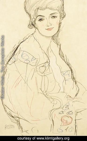 Gustav Klimt - Brustbild nach rechts, das Gesicht von vorne