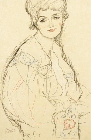 Gustav Klimt - Brustbild nach rechts, das Gesicht von vorne