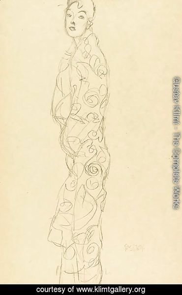 Gustav Klimt - Dame im Kimono nach links