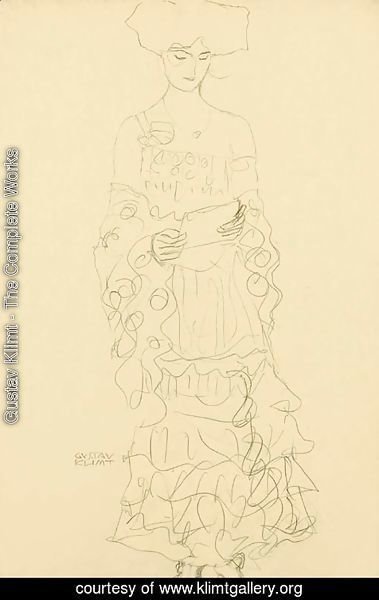 Gustav Klimt - Lesende oder Singende von vorne