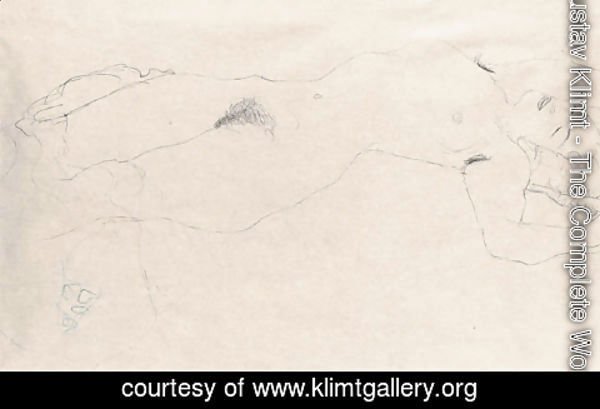 Gustav Klimt - Liegender Akt nach rechts
