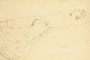 Gustav Klimt - Liegender Akt nach rechts 2
