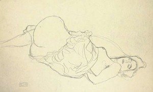 Gustav Klimt - Liegender Halbakt nach rechts 4
