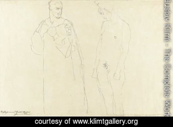 Gustav Klimt - Mann und Frau einander gegenutbergestellt
