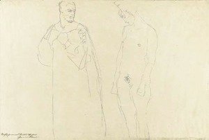 Gustav Klimt - Mann und Frau einander gegenutbergestellt