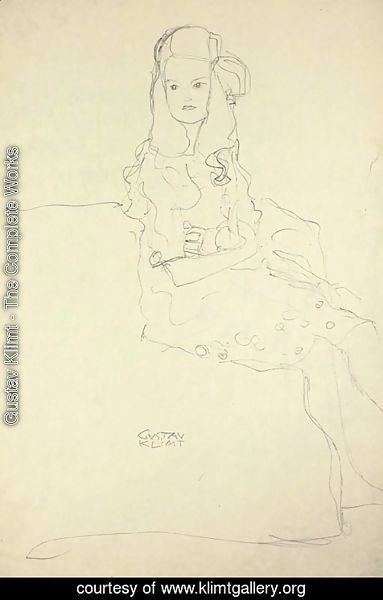 Gustav Klimt - Sitzende junge Frau nach rechts, Bildnis Mada Primavesi