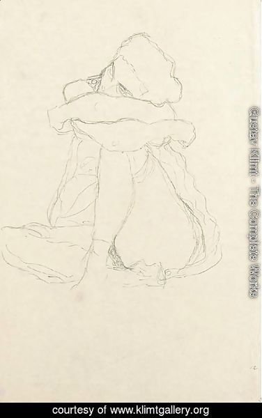 Gustav Klimt - Sitzender Halbakt von vorne, den Kopf nach links gewendet
