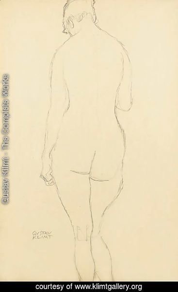 Gustav Klimt - Stehender Rackenakt etwas nach links