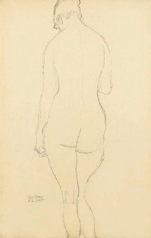 Gustav Klimt - Stehender Rackenakt etwas nach links
