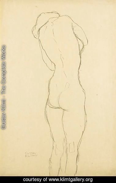 Gustav Klimt - Stehender Rackenakt etwas nach rechts