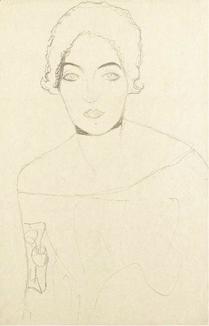Gustav Klimt - Brustbild einer Dame von vorne
