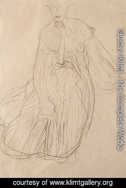 Study For The Portrait Of Adele Bloch-Bauer Seated, From The Front, Her Right Hand Supporting Her Chin