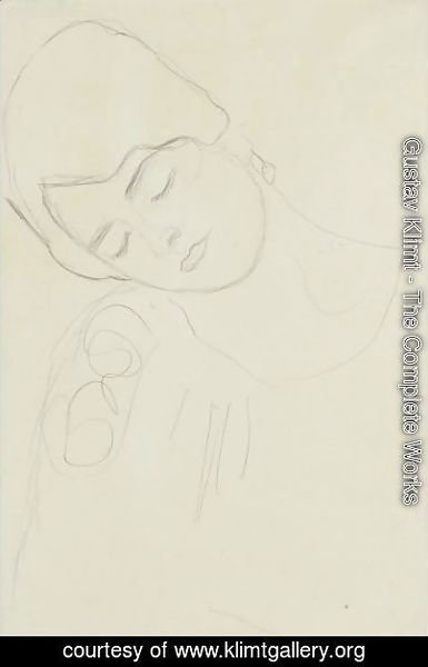 Gustav Klimt - Brustbild Eines Madchens Mit Geneigtem Kopf Nach Links