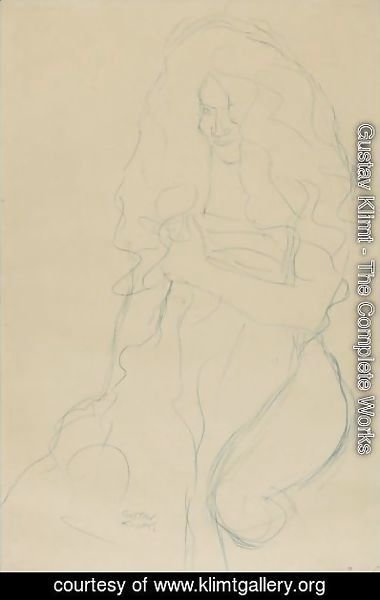 Gustav Klimt - Kniender Akt, Ein Tuch Vor Den Korper Haltend (Kneeling Nude, Holding A Scarf In Front Of Her Body)
