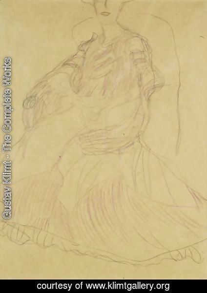 Gustav Klimt - Sitzend Nach Links, Die Hande Ineinandergelegt (Seated To The Left, Hands Clasped)