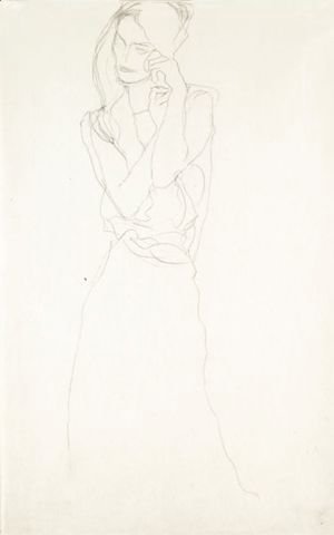 Gustav Klimt - Stehend Mit Erhobenen Unterarmen, Etwas Nach Links (Standing Figure With Raised Arms, Slightly To The Left)