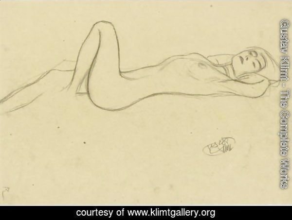 Lying Female Nude With Positioned Left Leg