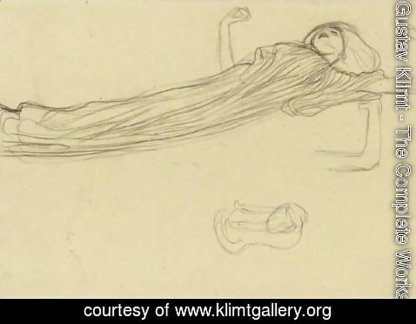 Gustav Klimt - Floating Draped Figure To The Right, Repetition Of The Left Arm