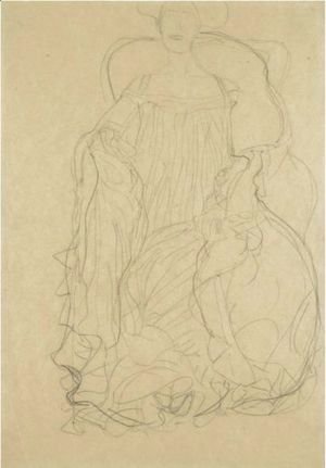 Gustav Klimt - Adele Bloch-Bauer Seated From The Front, A Boa Draped Over Her Left Shoulder