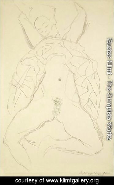 Gustav Klimt - Aktstudie Fur Die Rechte Figur In Der Braut (Nude Study For The Right Figure In The Bride)