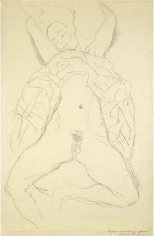 Gustav Klimt - Aktstudie Fur Die Rechte Figur In Der Braut (Nude Study For The Right Figure In The Bride)